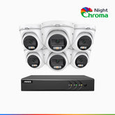 NightChroma<sup>TM</sup> NAK200 - 1080P 8 Channel 6 Cameras Wired CCTV System, Acme Color Night Vision, f/1.0 Super Aperture, 0.001 Lux, 121° FoV, Active Alignment